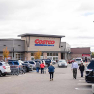 People walking towards Costco